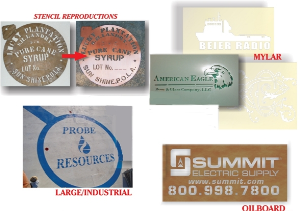 Brass Stencils, Mylar Stencils, Oil Board Stencils, Large Industrial Stencils